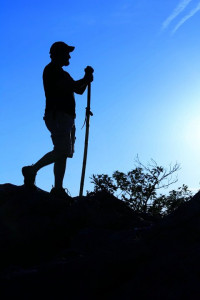 Hiking etiquette- Hiking Man silhouette