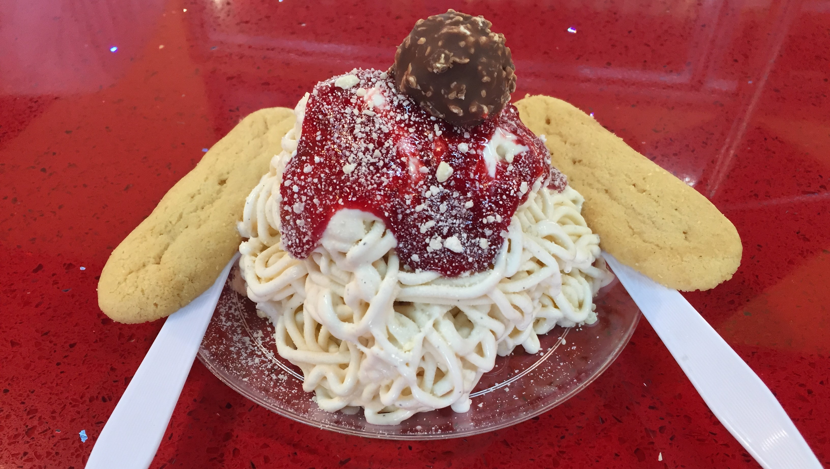 ice cream spaghetti - poyners pommes frites is one of the best places to eat in pigeon forge