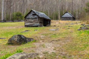 Old historic log cabins located in the Great Smoky Mountains National Park, Tennessee,