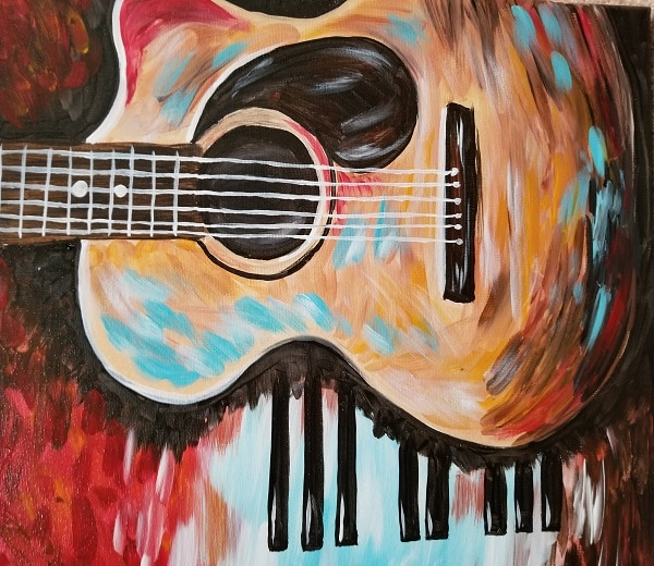 Rustic Guitar Painting Class at Brushes & Brew