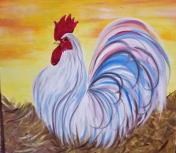 Brushes & Brew Hay Rooster Painting Class 