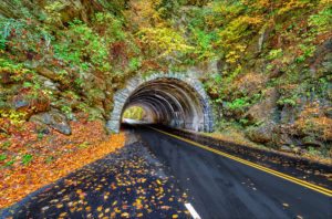 Tunnel on road in Great Smoky Mountains National Park 
