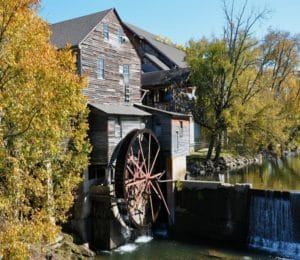 The Old Mill by the River in Pigeon Forge, Tennessee.