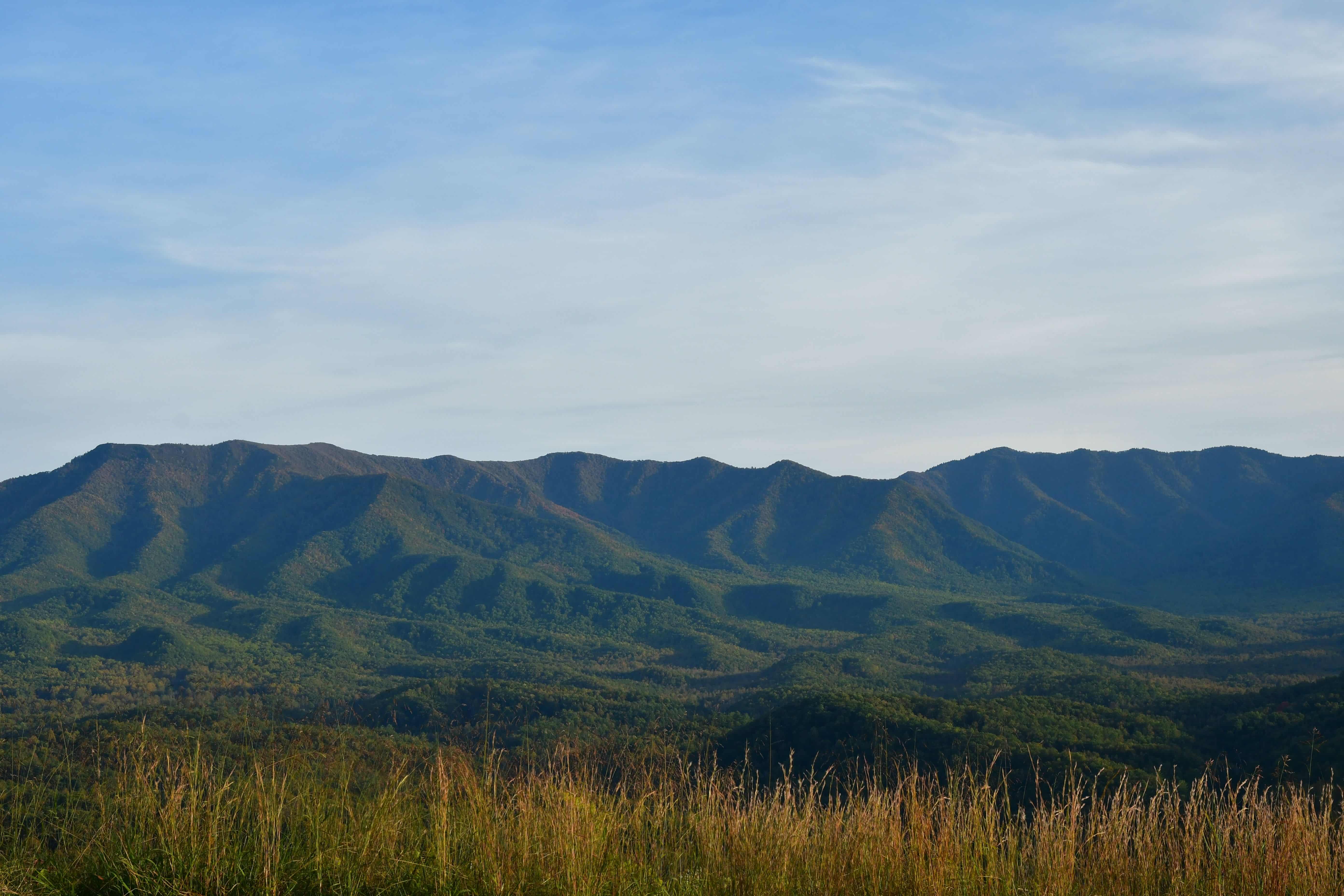 A view of the Smoky Mountains from far away.